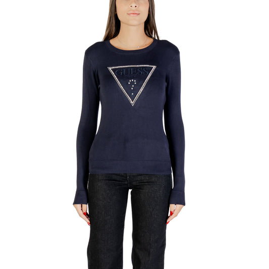 Guess Maglia Donna - a Maniche Lunghe – Logo Triangolo con Strass