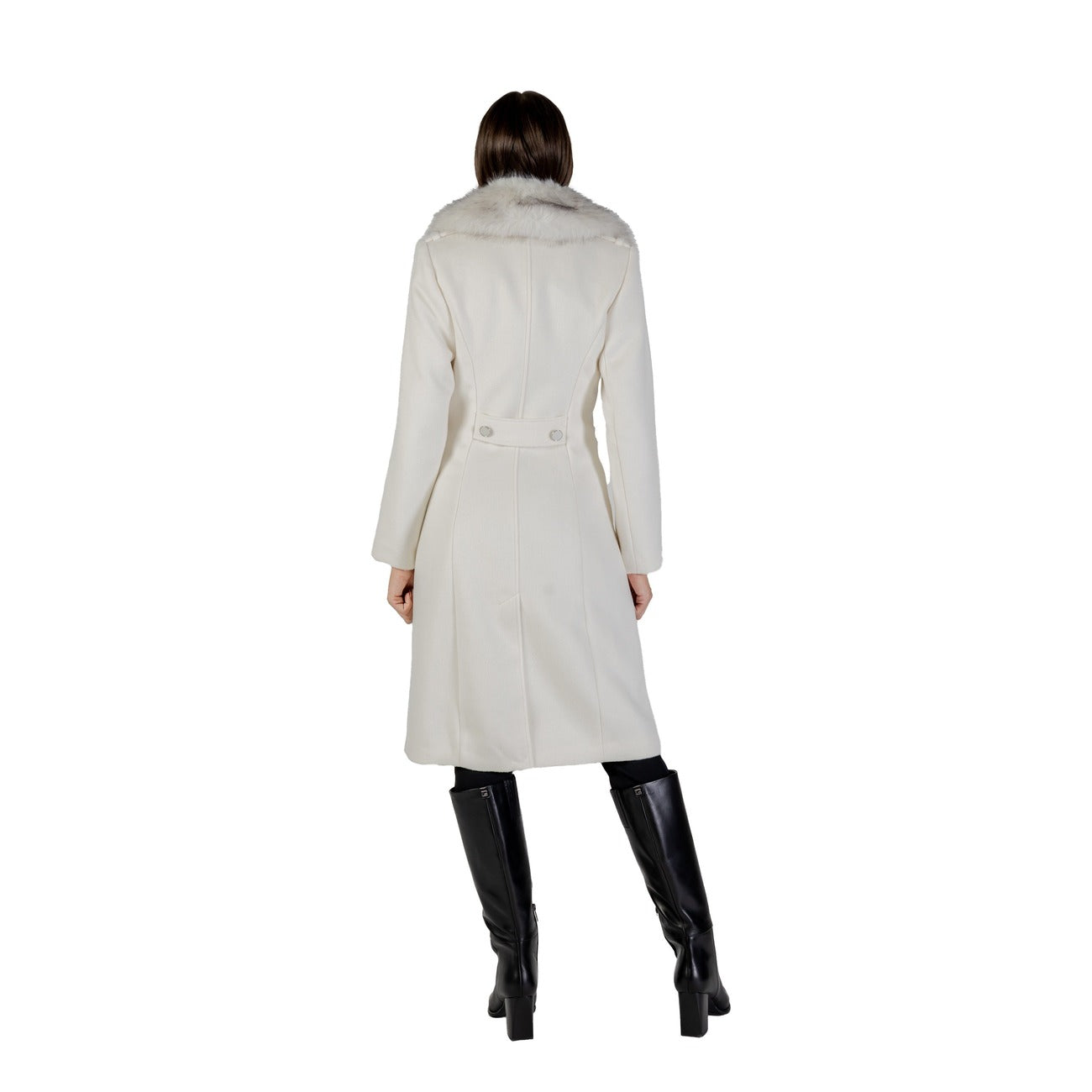 Guess Cappotto Donna - Lungo in Panno con Collo in Ecopelliccia - Eleganza Senza Tempo