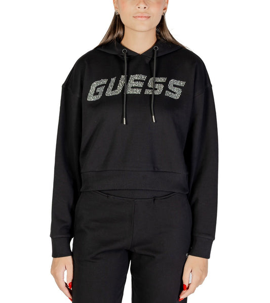 Guess Felpa Donna - Nera con Cappuccio e Logo in Strass Donna | Streetwear Elegante