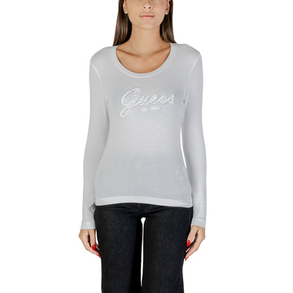 Guess T-Shirt Donna - Maglia Nera a Maniche Lunghe con Logo Glitterato